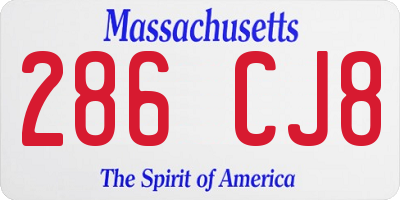 MA license plate 286CJ8