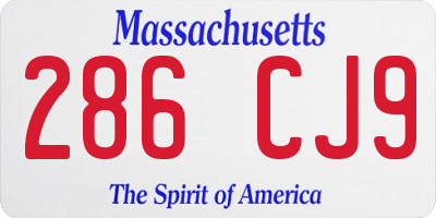 MA license plate 286CJ9