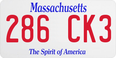 MA license plate 286CK3