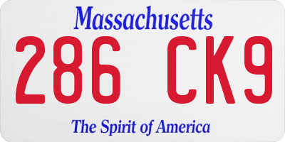 MA license plate 286CK9