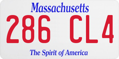 MA license plate 286CL4