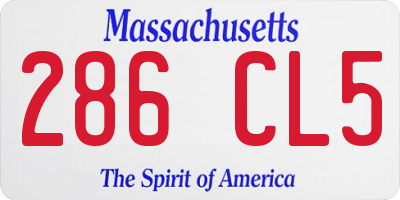MA license plate 286CL5