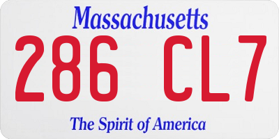 MA license plate 286CL7