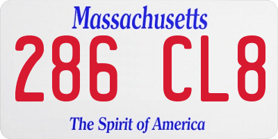 MA license plate 286CL8