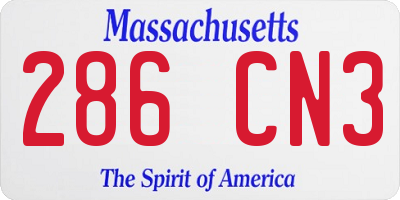 MA license plate 286CN3