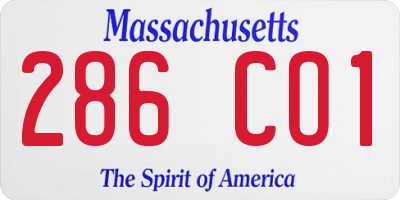MA license plate 286CO1