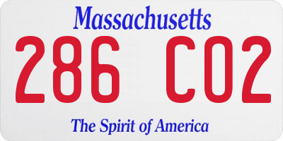 MA license plate 286CO2