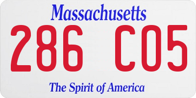 MA license plate 286CO5