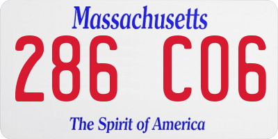 MA license plate 286CO6
