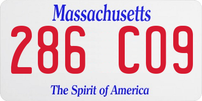 MA license plate 286CO9