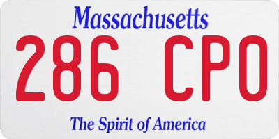 MA license plate 286CP0