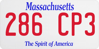 MA license plate 286CP3