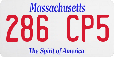 MA license plate 286CP5