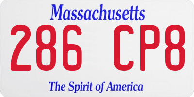 MA license plate 286CP8