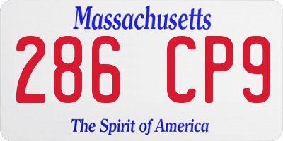MA license plate 286CP9