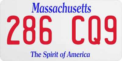 MA license plate 286CQ9