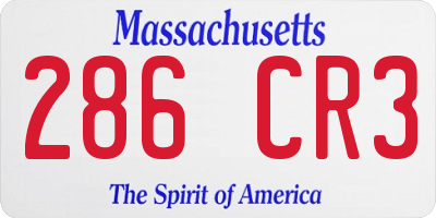 MA license plate 286CR3