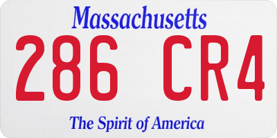 MA license plate 286CR4