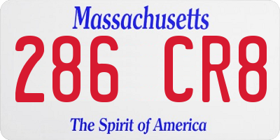 MA license plate 286CR8