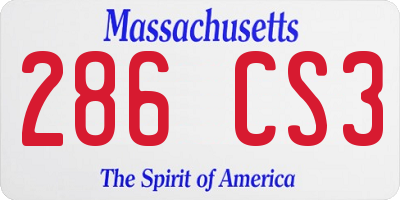 MA license plate 286CS3