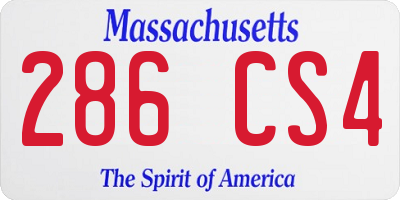 MA license plate 286CS4