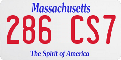 MA license plate 286CS7