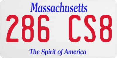 MA license plate 286CS8