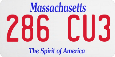 MA license plate 286CU3