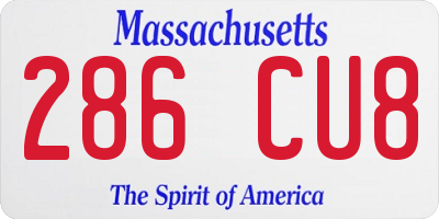 MA license plate 286CU8