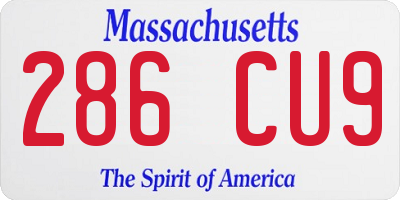 MA license plate 286CU9