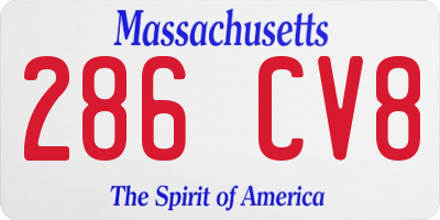 MA license plate 286CV8