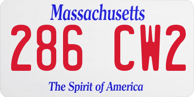 MA license plate 286CW2