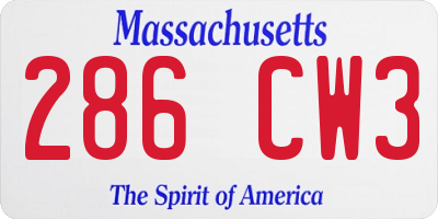 MA license plate 286CW3
