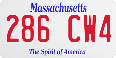 MA license plate 286CW4