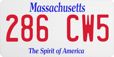 MA license plate 286CW5