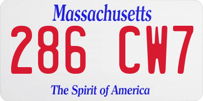 MA license plate 286CW7