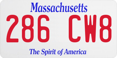 MA license plate 286CW8