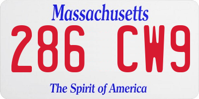 MA license plate 286CW9