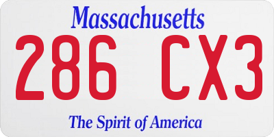 MA license plate 286CX3