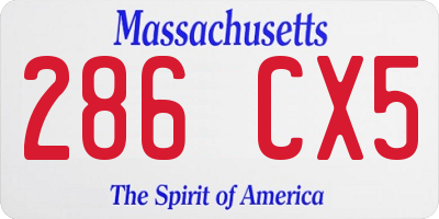 MA license plate 286CX5