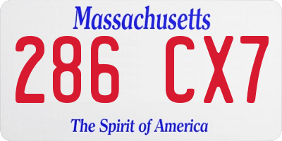 MA license plate 286CX7
