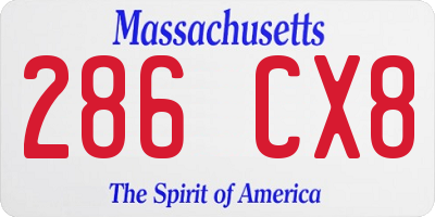 MA license plate 286CX8