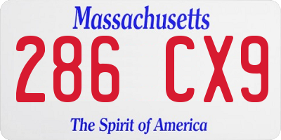 MA license plate 286CX9