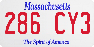 MA license plate 286CY3