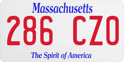 MA license plate 286CZ0