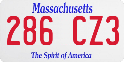 MA license plate 286CZ3