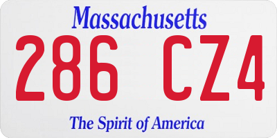 MA license plate 286CZ4