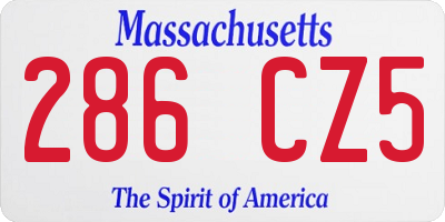 MA license plate 286CZ5