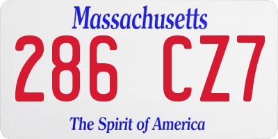 MA license plate 286CZ7