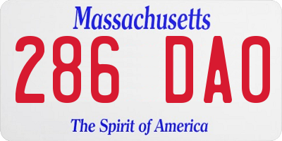 MA license plate 286DA0